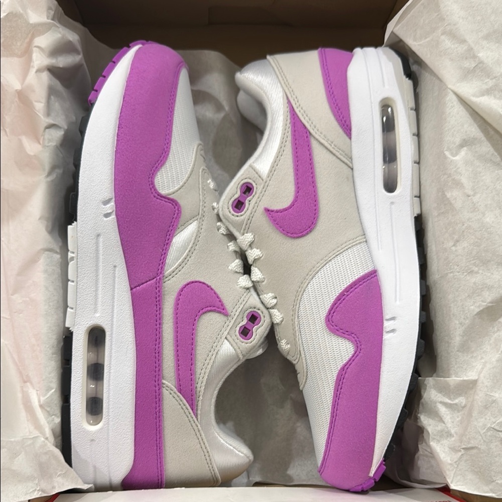 Women's Nike Air Max 1 Pink and White Sneakers